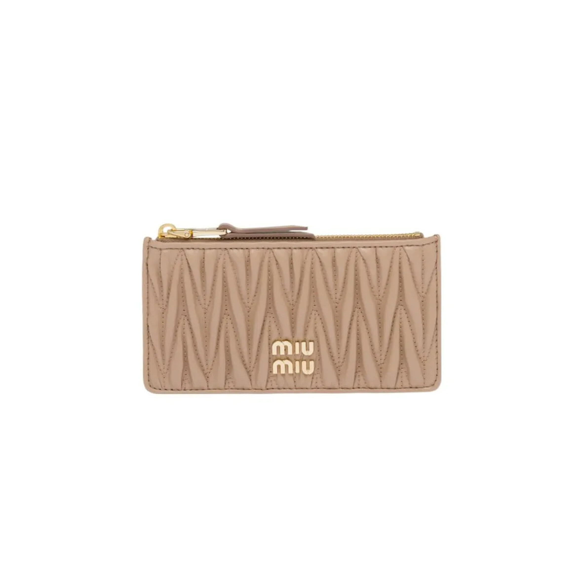 M1v M1v matelassÉ zippered solid color logo leather wallet 5mb006-f0770 (15*8cm)